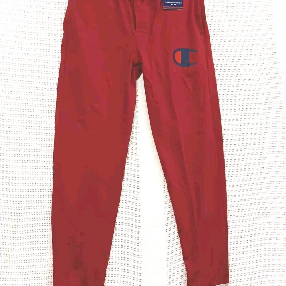 Champion Men's Sleep Jogger Pants Men's S Red Rib Cuff Pants Comfortable Lounge‎